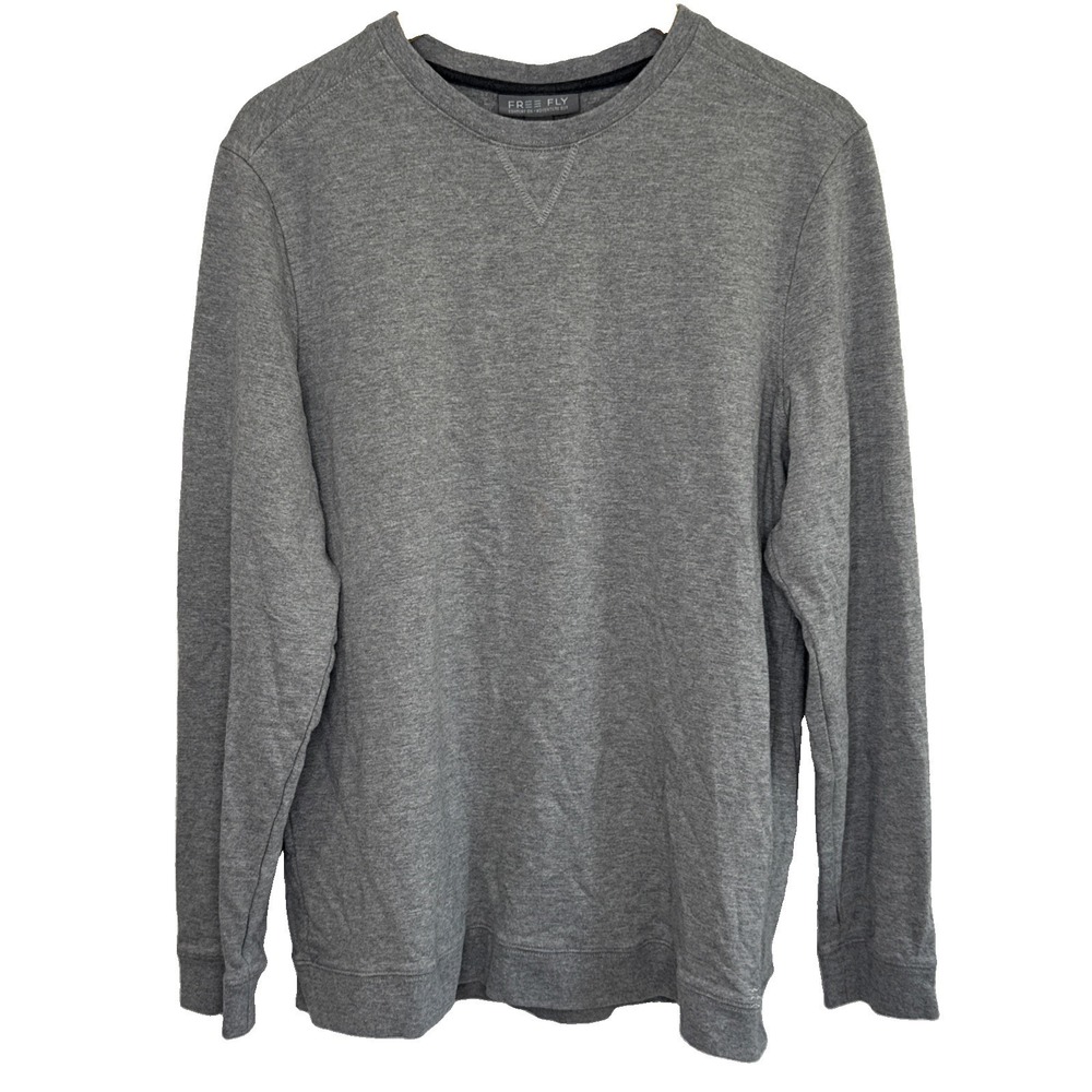 Free Fly Men's Gray Performance Bamboo Shade Long Sleeve Crew Sweater Size Large